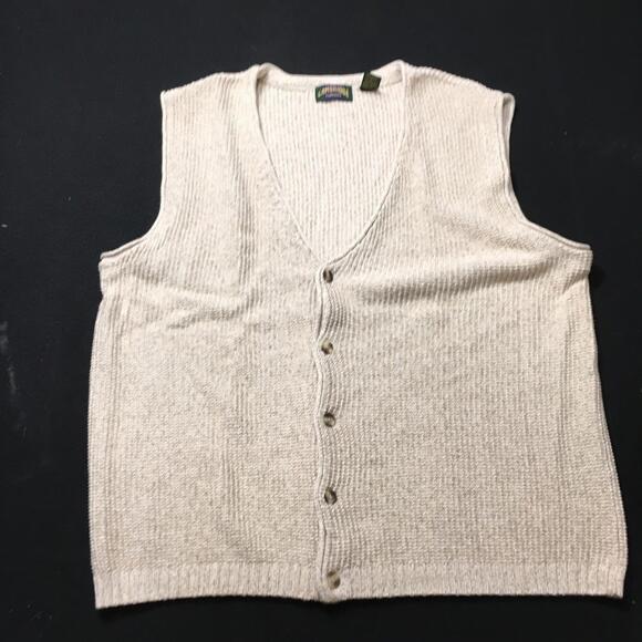 Cambridge Classics Other - Cambridge Classics 100% Cotton beige Knit Sweater XL button up VEST